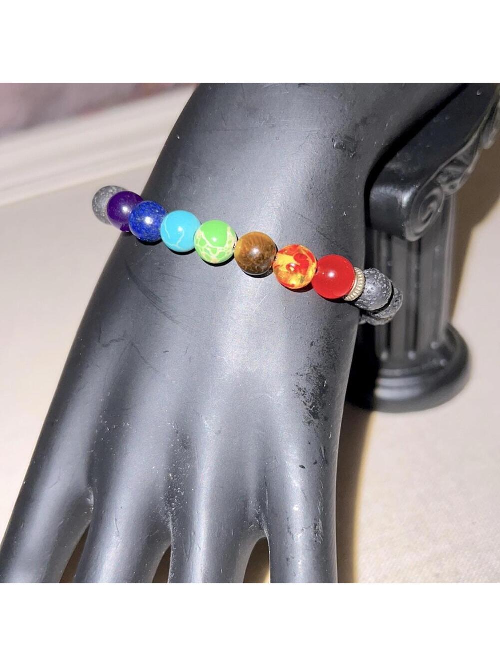 Shakra brighter stone and porous lava rocks braided and adjustable - NWOT